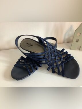 East 5th Navy Strappy Woven Slingback Sandals size 9 1/2